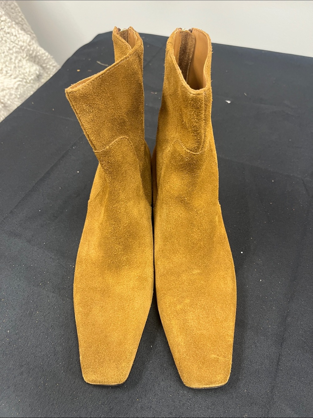 Women's Suede Ankle Boots in Mustard